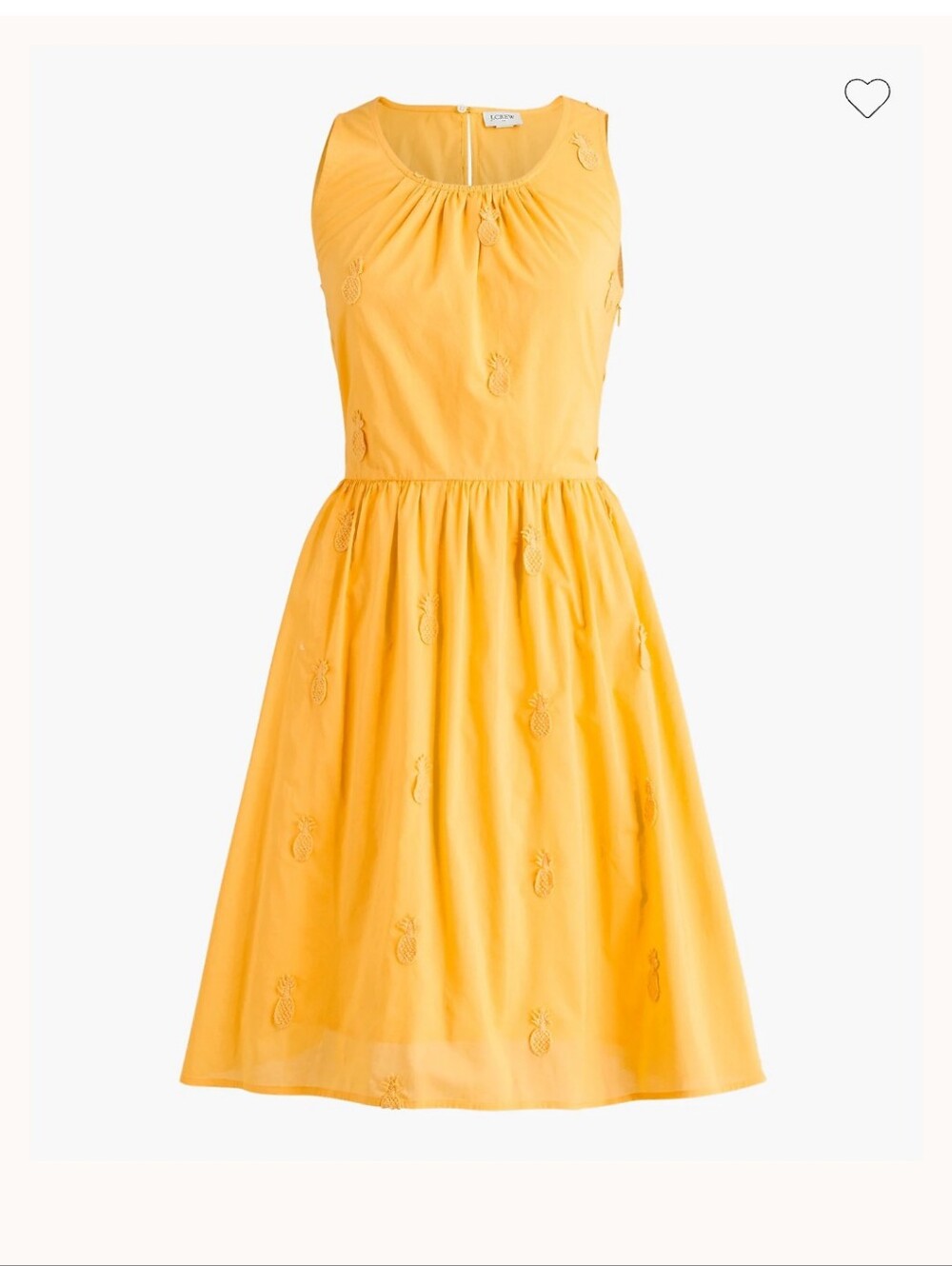 J. Crew Yellow Pineapple-Embroidered Sleeveless Cotton Dress Sz 8